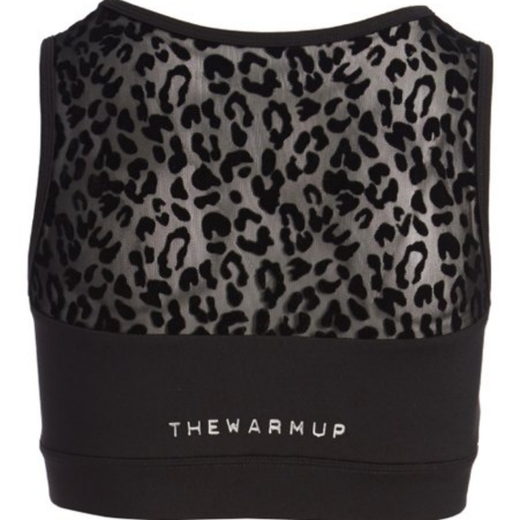 Jet Black Leopard Mesh Insert Sports Bra - Picture 6 of 7